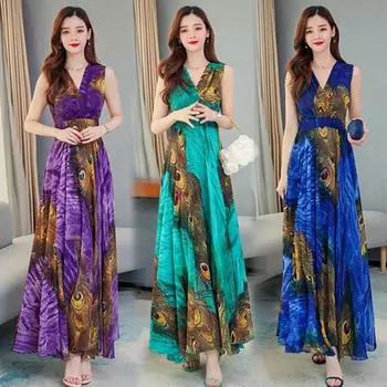 Женское летнее платье с эффектом похудения и прикрытием живота, объемное платье-майка без рукавов M фиолетовый