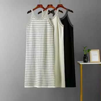 Женское летнее платье с бретелькой на шее, тонкое, тонкое, с тонким ремнем, маленькое черное универсальное трикотажное платье OneSize чёрный