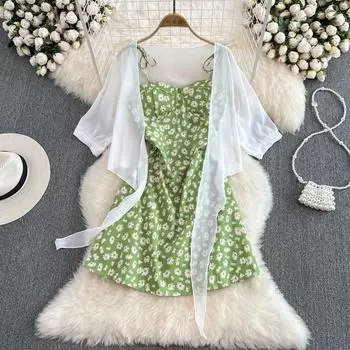 Женское летнее платье с цветочным принтом на шее, офисное повседневное платье 3XL