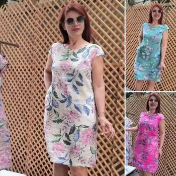 Женское летнее платье с цветочным принтом, О-образным вырезом, короткими рукавами, длиной до колена, свободное XL белый