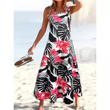 Женское летнее платье с цветочным принтом и бретелькой через шею, сексуальное вечернее свадебное платье для гостей, длинное формальное платье S розовый