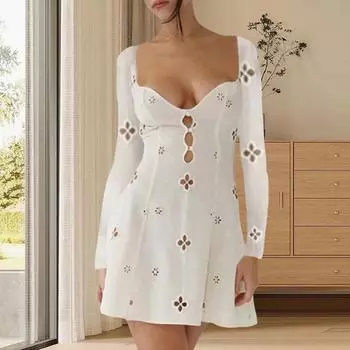 Женское летнее платье с глубоким вырезом и V-образным вырезом без рукавов, облегающее платье с цветочным принтом и вырезом до середины икры, однотонное мягкое женское вечернее платье миди M белый