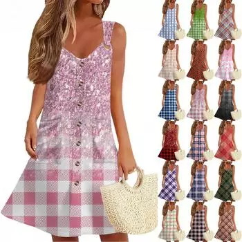 Женское летнее платье с карманом, без рукавов, сарафан с сетчатым принтом L армия зеленый