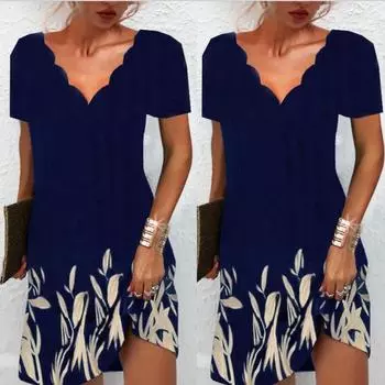 Женское летнее платье с короткими рукавами и v-образным вырезом с индивидуальным принтом XXL