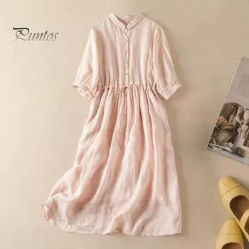 Женское летнее платье с кукольным воротником в богемном стиле с короткими рукавами и принтом одуванчика трапециевидной формы плиссированные с высокой талией на шнуровке большой подол полуоднобортный отпуск миди L фиолетовый