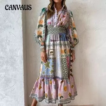 Женское летнее платье с модным принтом, французские легкие платья для зрелых ветров с темпераментом S