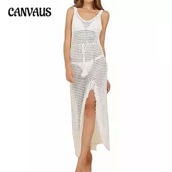 Женское летнее платье с открытой спиной для отдыха, сексуальное, с вырезом, трикотажное, пляжное, длинное, бикини, купальник, защита от солнца One Size белый