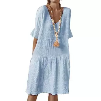 Женское летнее платье с v-образным вырезом трапециевидной формы, свободное однотонное платье с короткими рукавами, мягкое дышащее лоскутное платье длиной до колена, повседневное повседневное платье миди XL белый