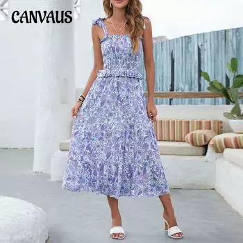 Женское летнее платье Сексуальные платья с бретельками Богемные пляжные праздничные платья