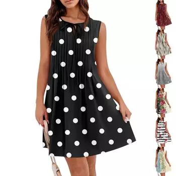 Женское летнее платье, свободное, без рукавов, плиссированное, жилетное платье с карманами XXL бежевый