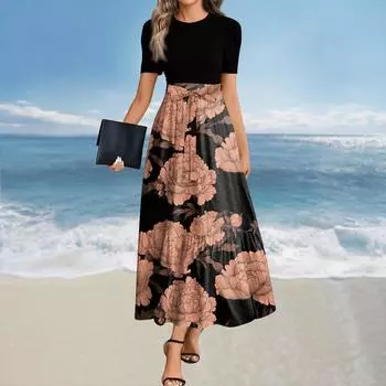 Женское летнее платье свободного покроя для пляжного отдыха, повседневное платье-жилет с глубоким V-образным вырезом, элегантное платье-рубашка M