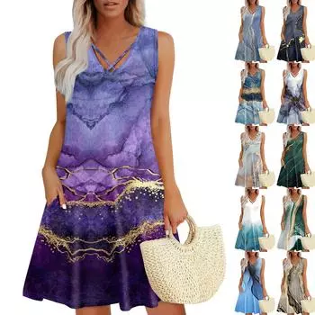 Женское летнее платье свободного покроя для пляжного отдыха, сарафан с коротким рукавом и круглым вырезом, с карманом, с коротким рукавом, платье-рубашка XL