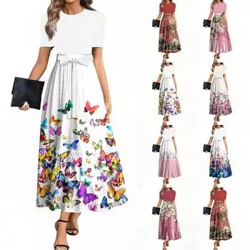 Женское летнее платье свободного покроя для пляжного отдыха, повседневное платье-жилет с глубоким V-образным вырезом, элегантное платье-рубашка S