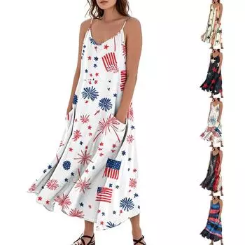 Женское летнее платье свободного покроя с принтом для отдыха на пляже XL бежевый