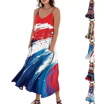 Женское летнее платье свободного покроя с принтом для отдыха на пляже S