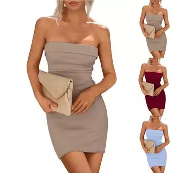 Женское летнее платье-топ без рукавов на плечах для вечеринок, облегающие платья для гостей на свадьбу L чёрный