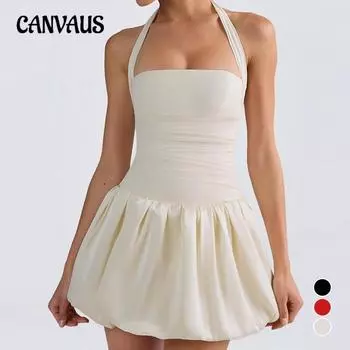 Женское летнее плиссированное платье принцессы с открытой спиной и сексуальным кружевом на одно плечо XS слоновая кость