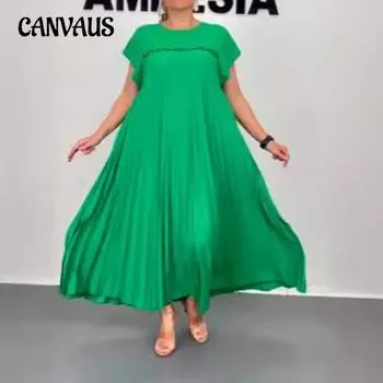 Женское летнее плиссированное сексуальное модное платье А-силуэта S чёрный