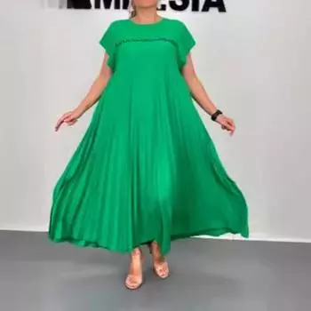 Женское летнее плиссированное сексуальное модное платье А-силуэта S чёрный