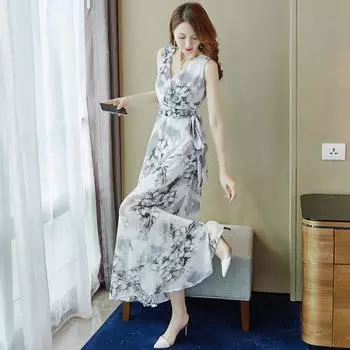 Женское летнее пляжное платье Длинное платье Платье с завязками на талии Тонкое платье для отдыха на море Платья больших размеров M синий