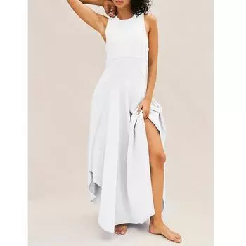 Женское летнее повседневное богемное платье с цветочным принтом в стиле бохо и пляжное платье L белый