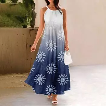 Женское летнее повседневное модное платье без рукавов на подтяжках XXL