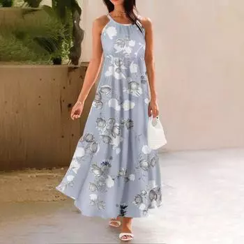 Женское летнее повседневное модное платье без рукавов на подтяжках L