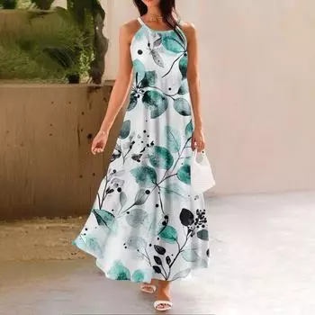 Женское летнее повседневное модное платье без рукавов на подтяжках M