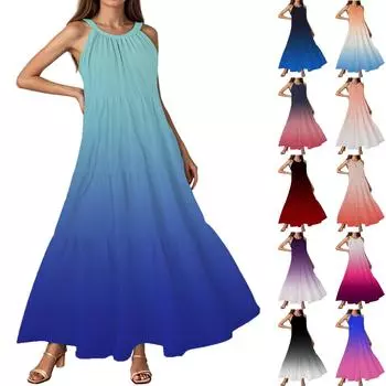 Женское летнее повседневное модное платье без рукавов на подтяжках L