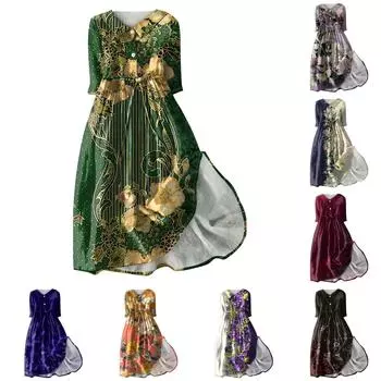 Женское летнее повседневное модное платье с отворотом и пуговицами с рукавами три четверти и ремнем L