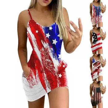 Женское летнее повседневное модное платье с V-образным вырезом и карманом на бретельках XXL чёрный