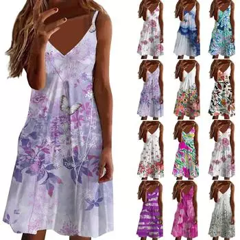 Женское летнее повседневное модное платье с V-образным вырезом и карманом на бретельках XXXL зелёный