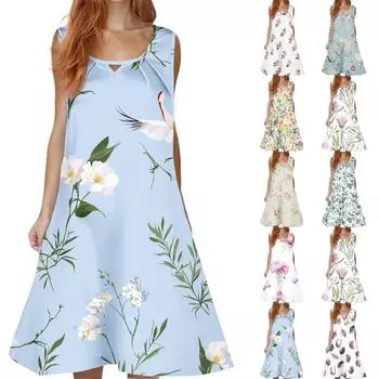 Женское летнее повседневное модное платье с цветочным принтом и карманом XXXL фиолетовый