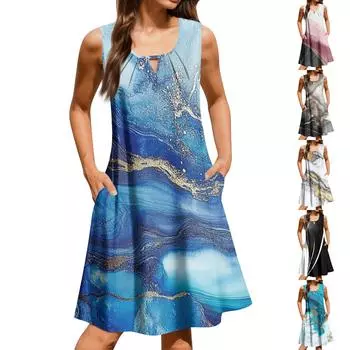 Женское летнее повседневное модное платье с цветочным принтом и карманом XXXL жёлтый