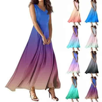 Женское летнее повседневное модное платье с принтом, платье без рукавов с V-образным вырезом L чёрный