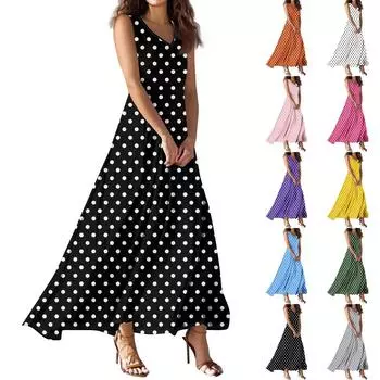 Женское летнее повседневное модное платье с V-образным вырезом без рукавов L армия зеленый