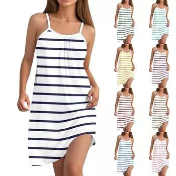 Женское летнее повседневное платье без рукавов, модное платье с подтяжками M