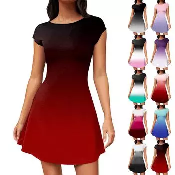 Женское летнее повседневное платье-футболка с открытой спиной и принтом, шляпой и рукавами, вечернее платье с круглым вырезом L чёрный