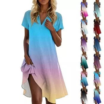 Женское летнее повседневное платье с цветочным принтом и воротником-стойкой L