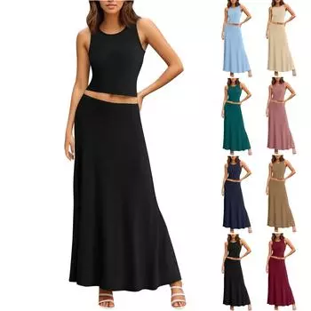 Женское летнее повседневное платье с квадратным вырезом и карманами, милое платье трапециевидной формы без рукавов с высокой талией и жилетом миди L верблюд