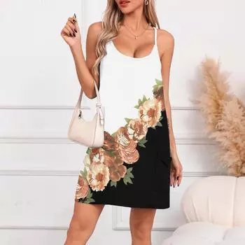 Женское летнее повседневное платье с квадратным вырезом и подтяжками, с карманами S розовый