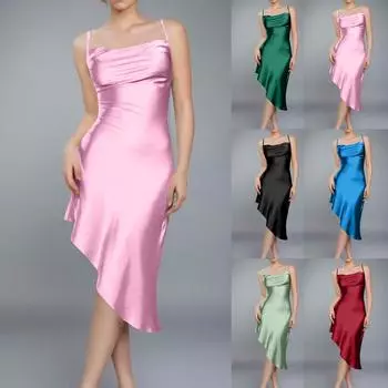 Женское летнее повседневное платье с квадратным вырезом и карманом, симпатичное платье-сарафан без рукавов с высокой талией, платья-миди L чёрный