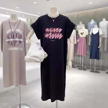 Женское летнее повседневное платье с принтом больших размеров, футболка с рукавами-крылышками M темно серый