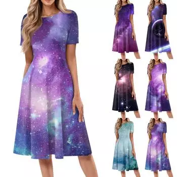 Женское летнее повседневное платье U-образной формы с завязкой на кармане и короткими рукавами XXXL чёрный