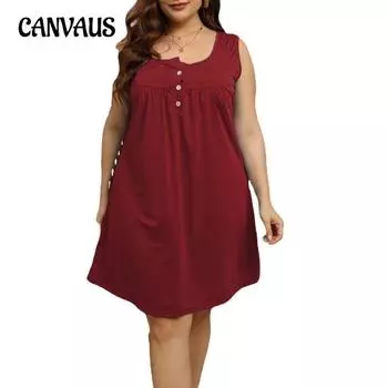 Женское летнее повседневное платье-жилет на пуговицах без рукавов большого размера 1XL красный