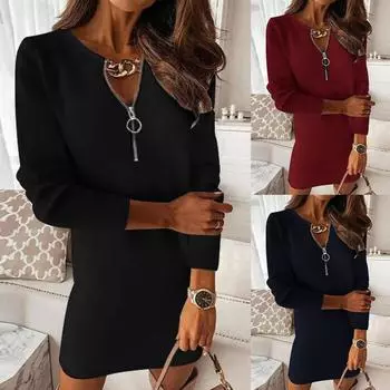 Женское летнее повседневное свободное платье-футболка, пляжное платье на молнии на танке M чёрный