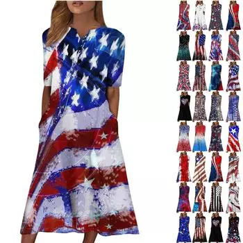 Женское летнее повседневное свободное платье с v-образным вырезом и короткими рукавами с принтом L чёрный