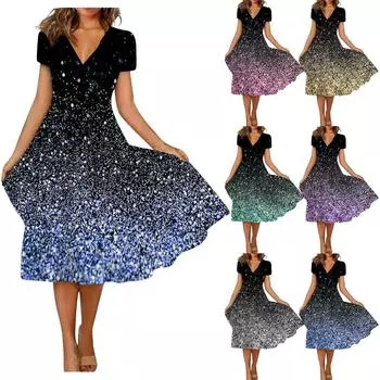 Женское летнее повседневное свободное платье с короткими рукавами и цветочным принтом XXXXL зелёный