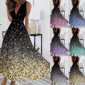 Женское летнее повседневное свободное платье с короткими рукавами и цветочным принтом XL синий