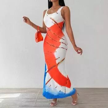 Женское летнее праздничное платье-боди с принтом тай-дай XXL